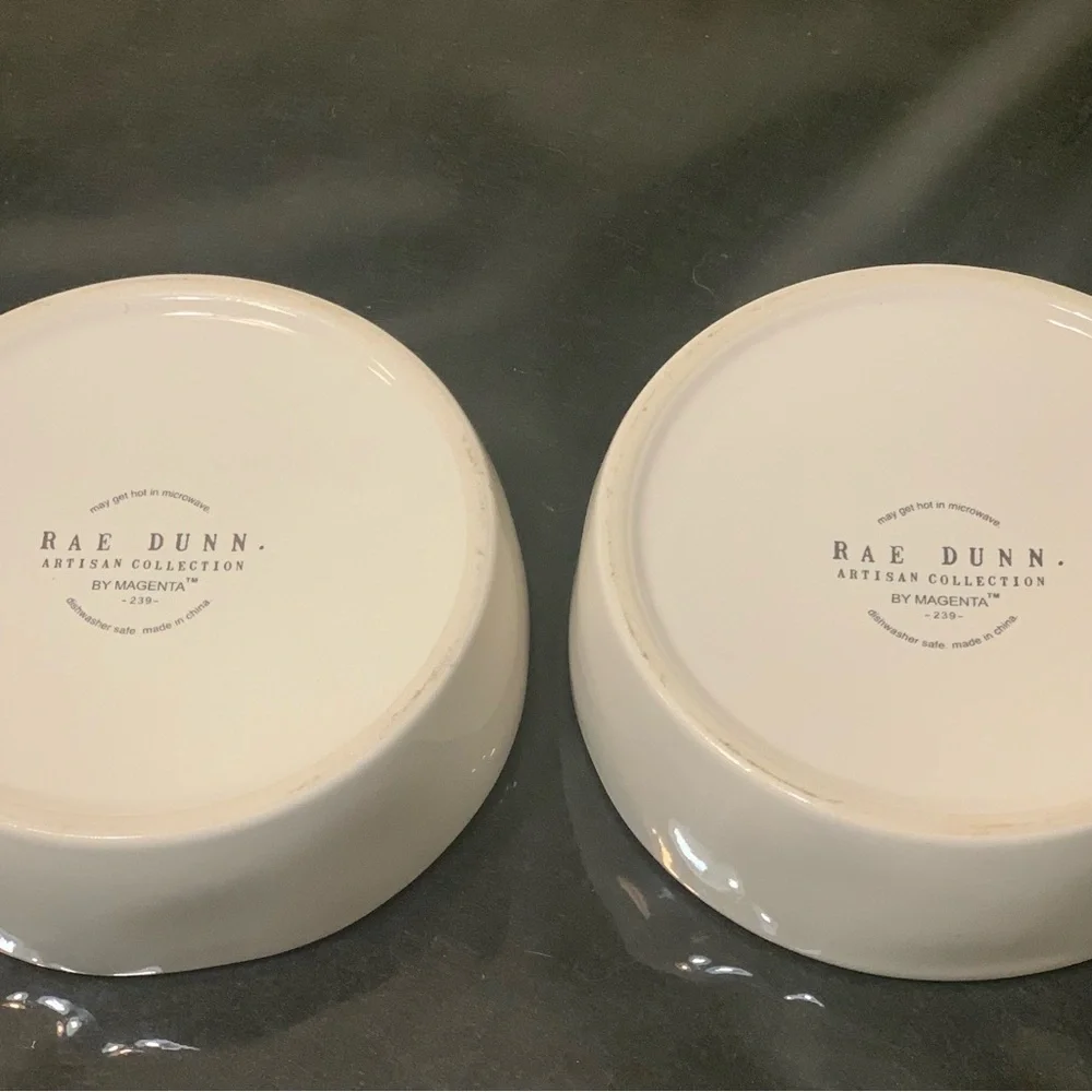 Rae Dunn cat or small dog bowls.